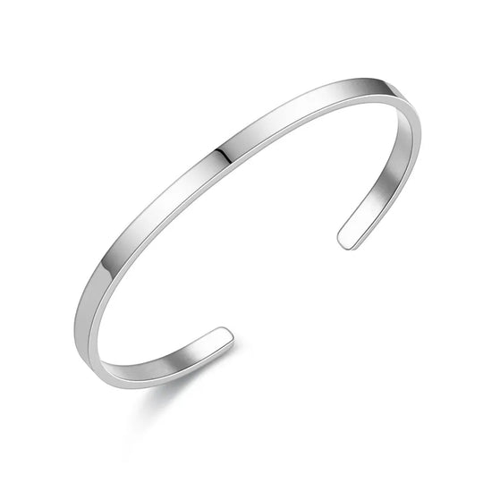 Åben armring 4mm i rustfrit ædelstål (kan graveres indvendigt og udvendigt)