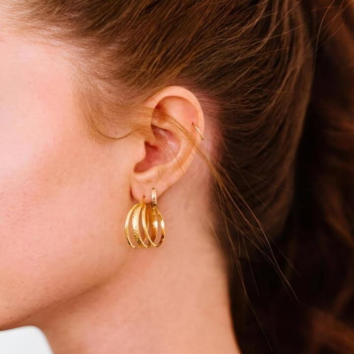 Mønstret triple hoops - 18 karat forgyldt titanium
