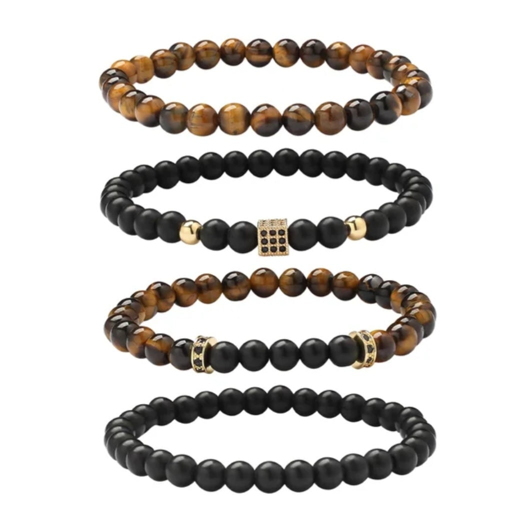 Herre armbånd med tiger eye og lavasten