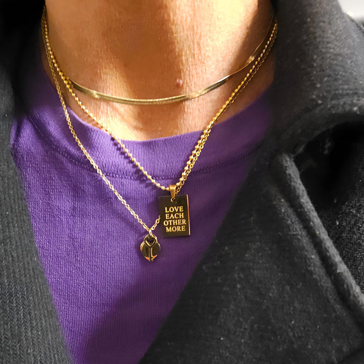 Flad slangekæde 3mm. choker - 18 karat forgyldt ædelstål
