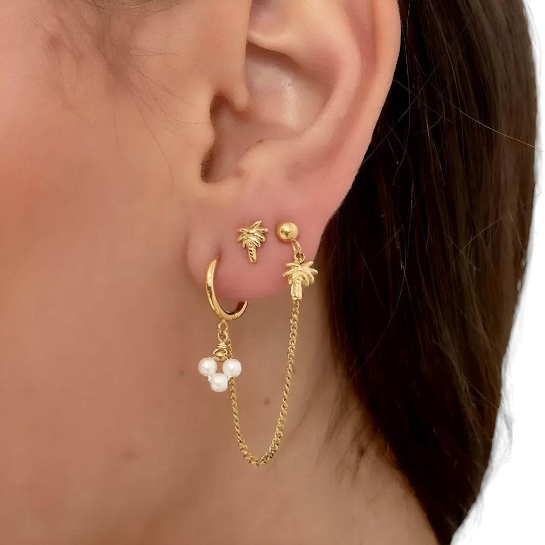 Palmetræ ørestikker i 18 karat forgyldt rustfrit ædelstål