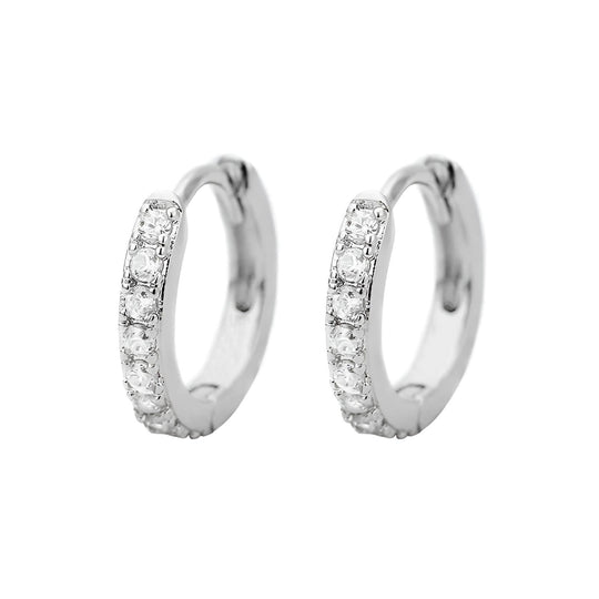 Hoops med hvide zirkoner i 925 sølvbelagt kobber