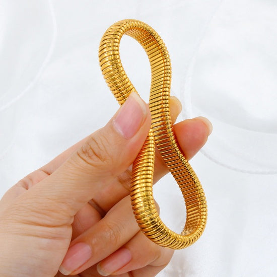 Elastisk bangle armbånd - 18 karat forgyldt titanium