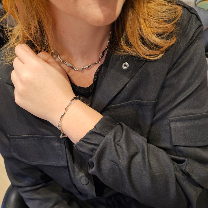 Armbånd aflange led - blank titanium