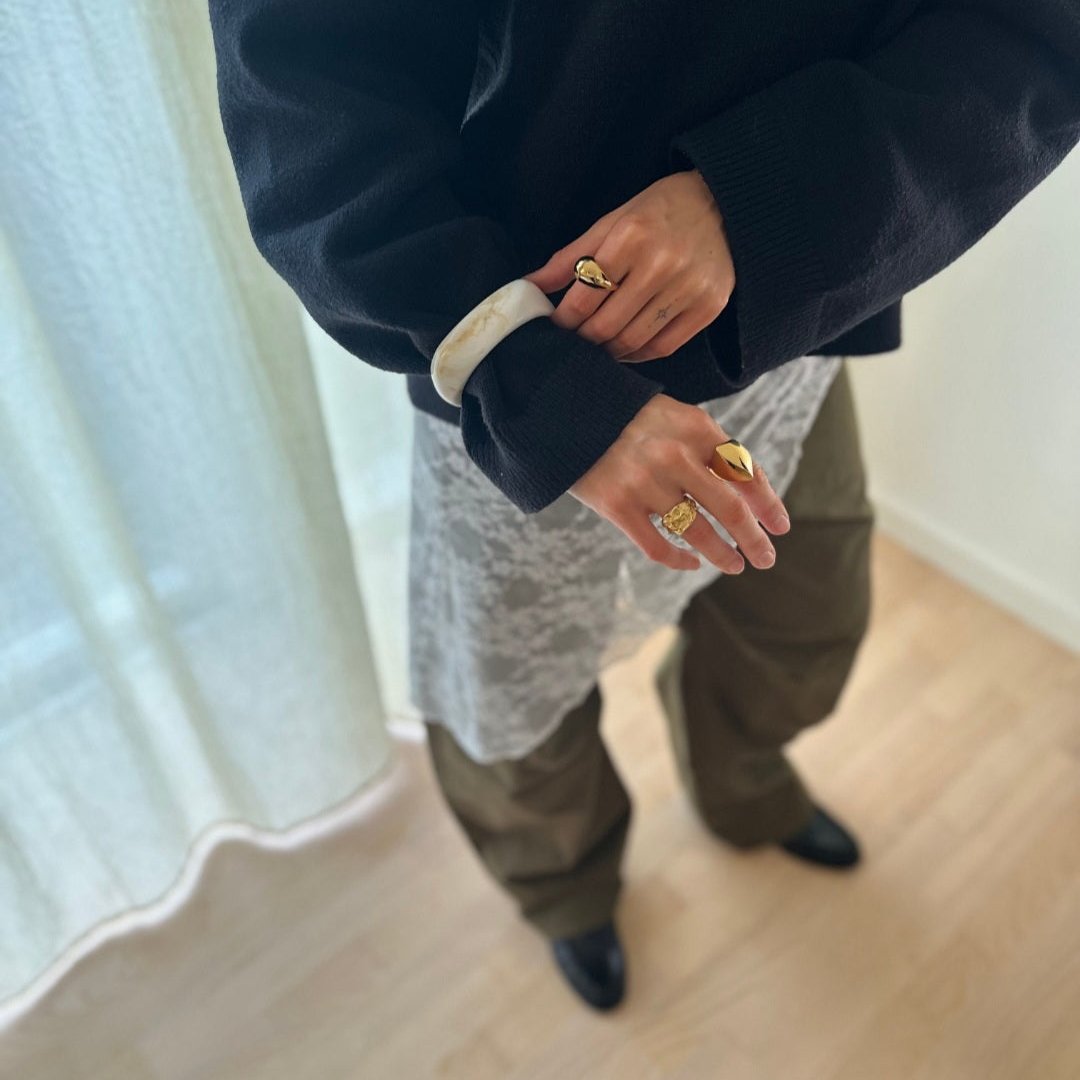 Stor statement ring - 18 karat forgyldt titanium