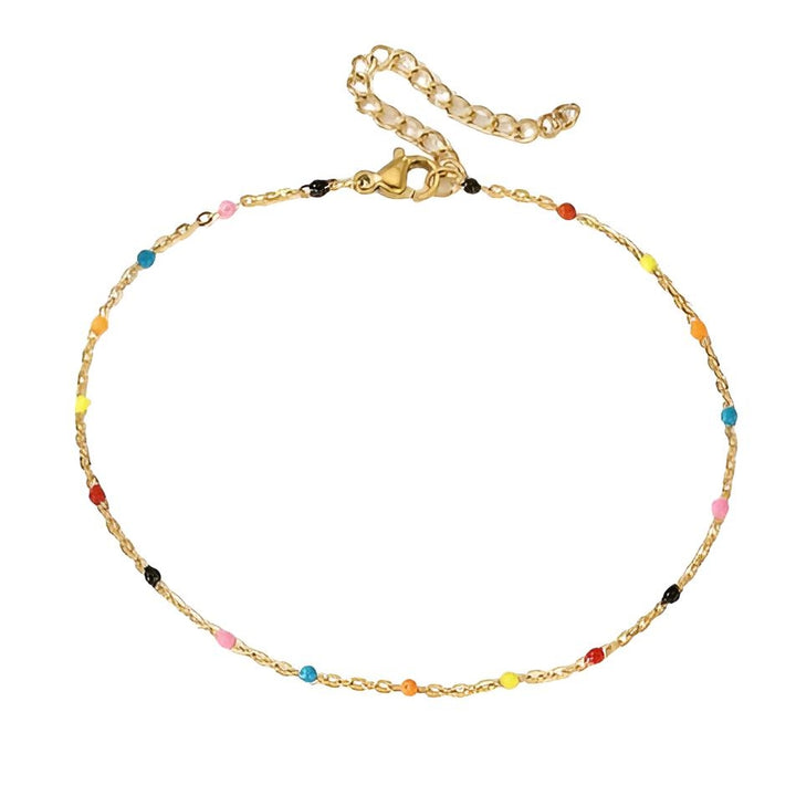 Armbånd med farvet emalje dots i 18 karat forgyldt rustfrit ædelstål