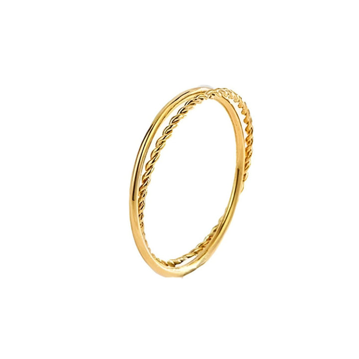 Dobbelt ring med snoninger - 18 karat forgyldt titanium