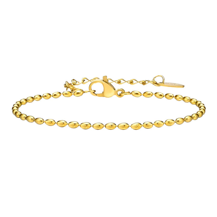Armbånd med 2mm. ovale guldperler i 18 karat forgyldt rustfrit ædelstål