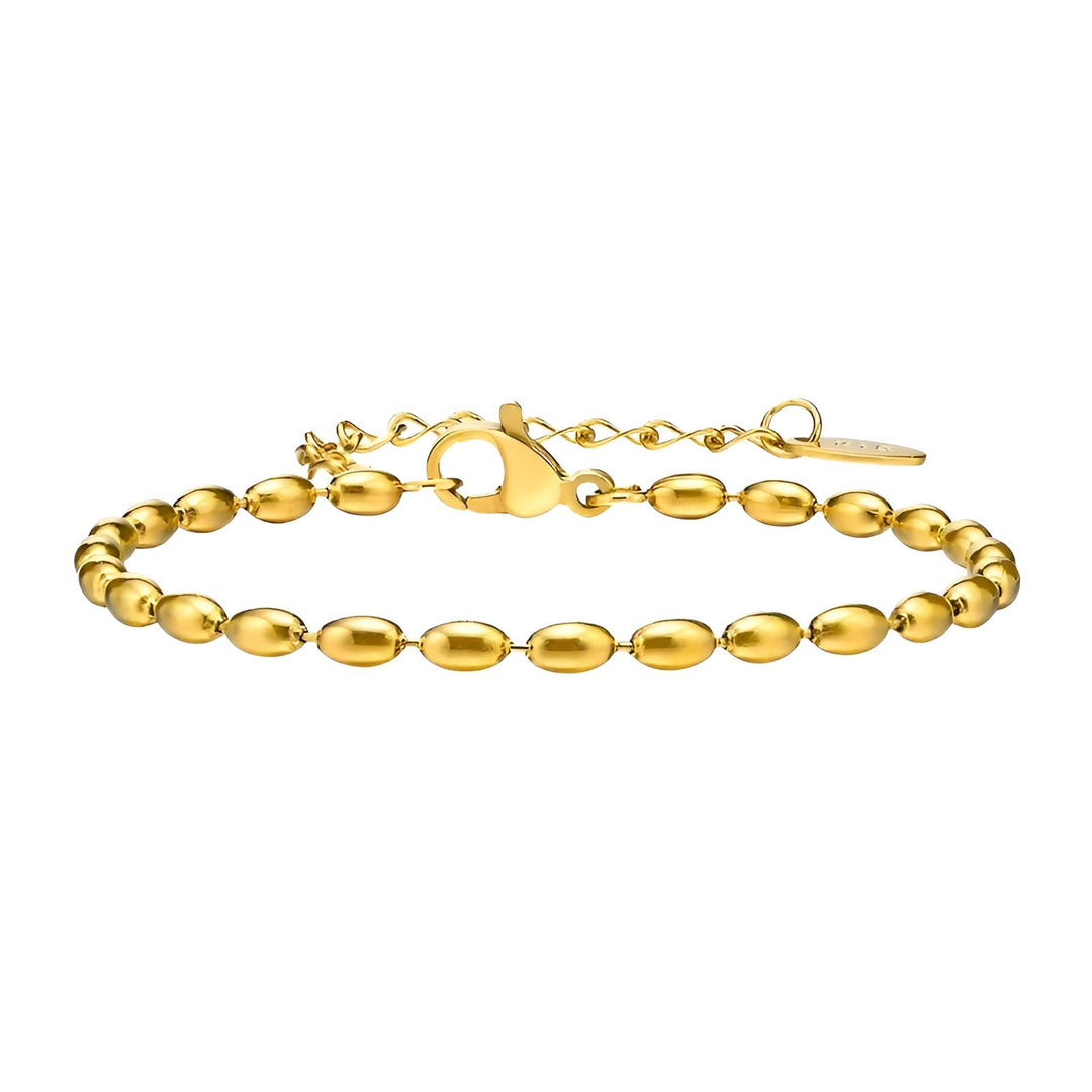 Armbånd med 3mm. ovale guldperler i 18 karat forgyldt rustfrit ædelstål