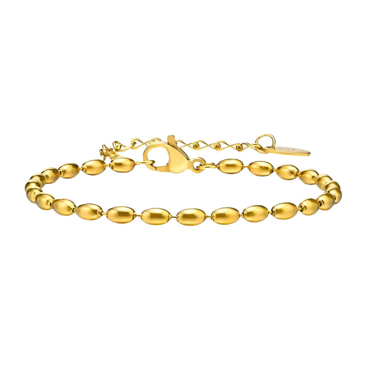 Armbånd med 3mm. ovale guldperler i 18 karat forgyldt rustfrit ædelstål