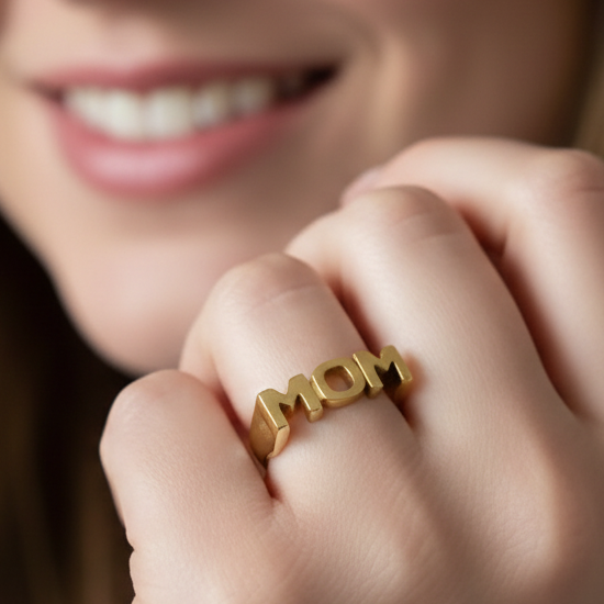 2. Sortering MOM ring - 18 karat forgyldt ædelstål