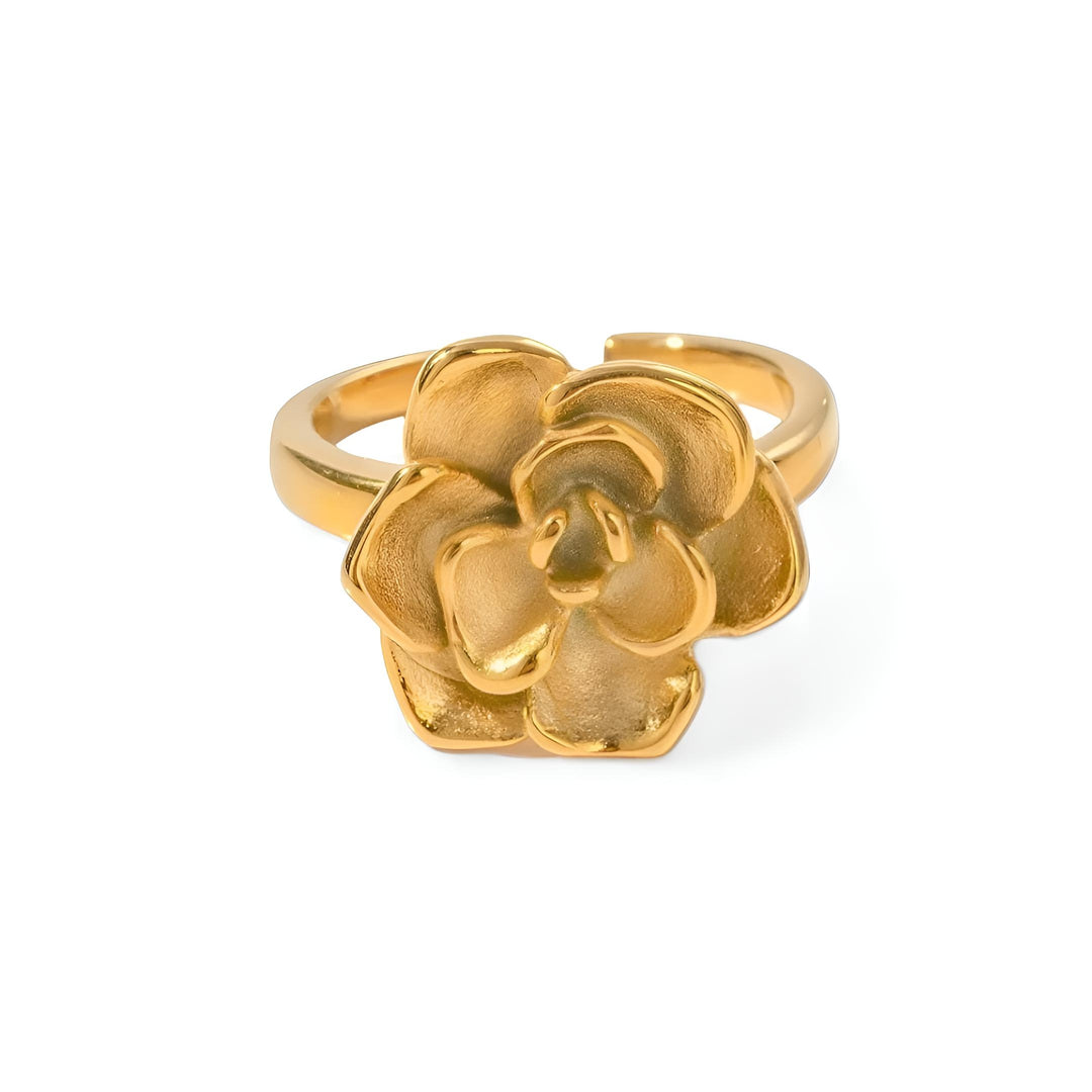 Ring blomst 18 karat forgyldt ædelstål