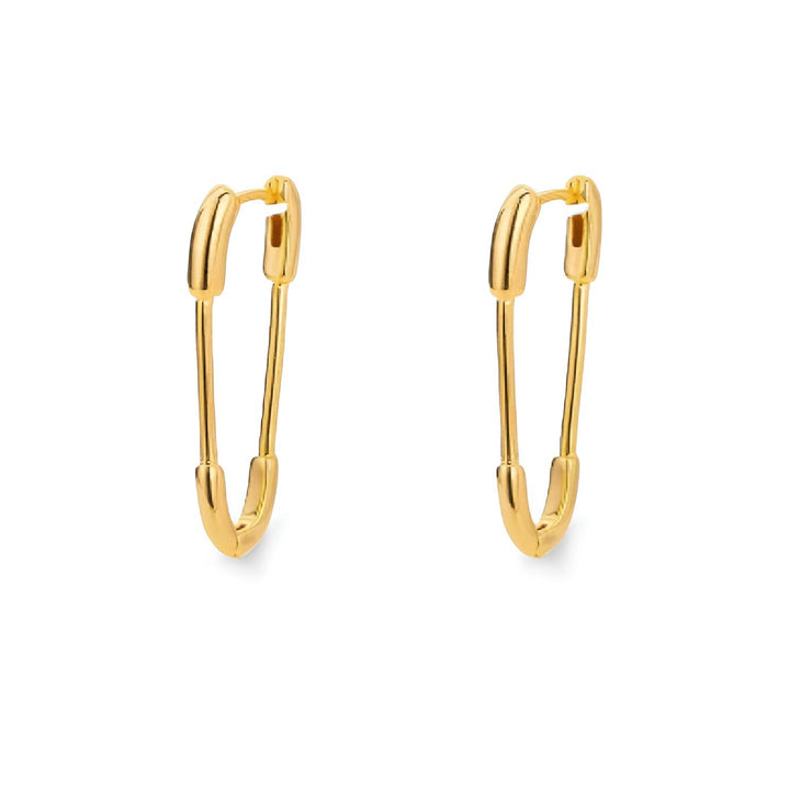 Ørehængere safety pin - 18 karat forgyldt ædelstål