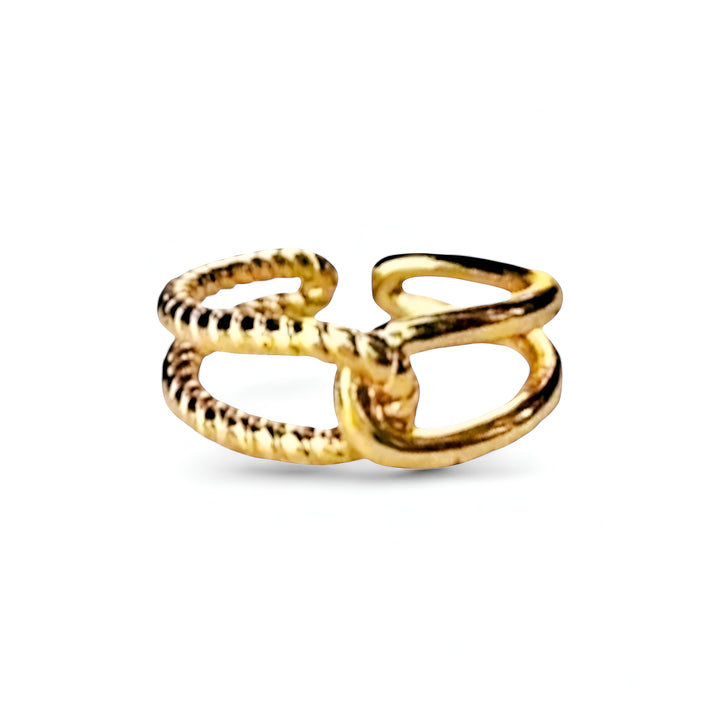 Bundet ring i snoet design i 18 karat forgyldt titanium