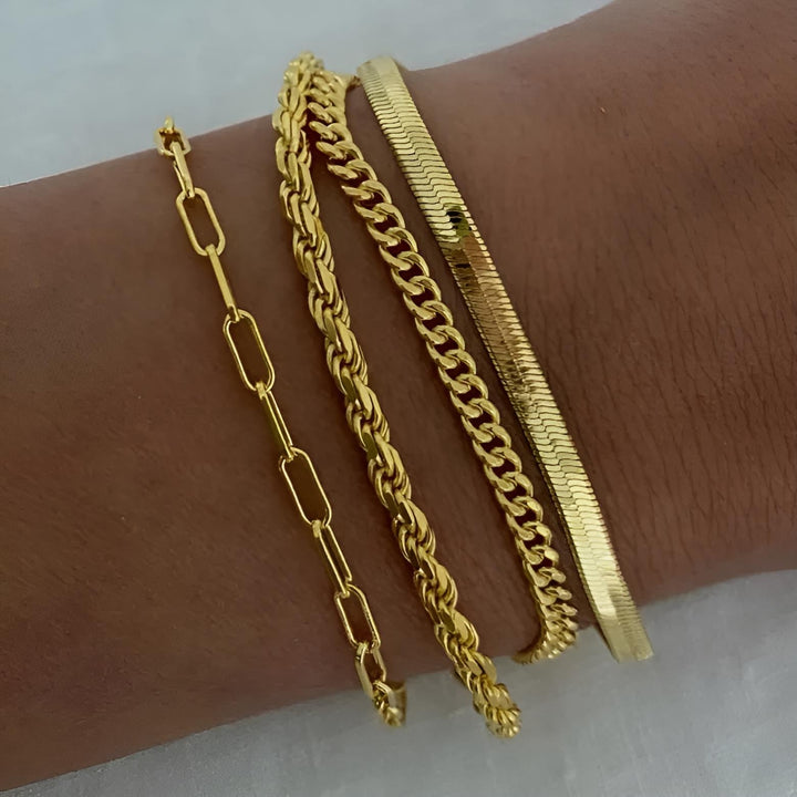 Link armbånd - 14 karat forgyldt ædelstål