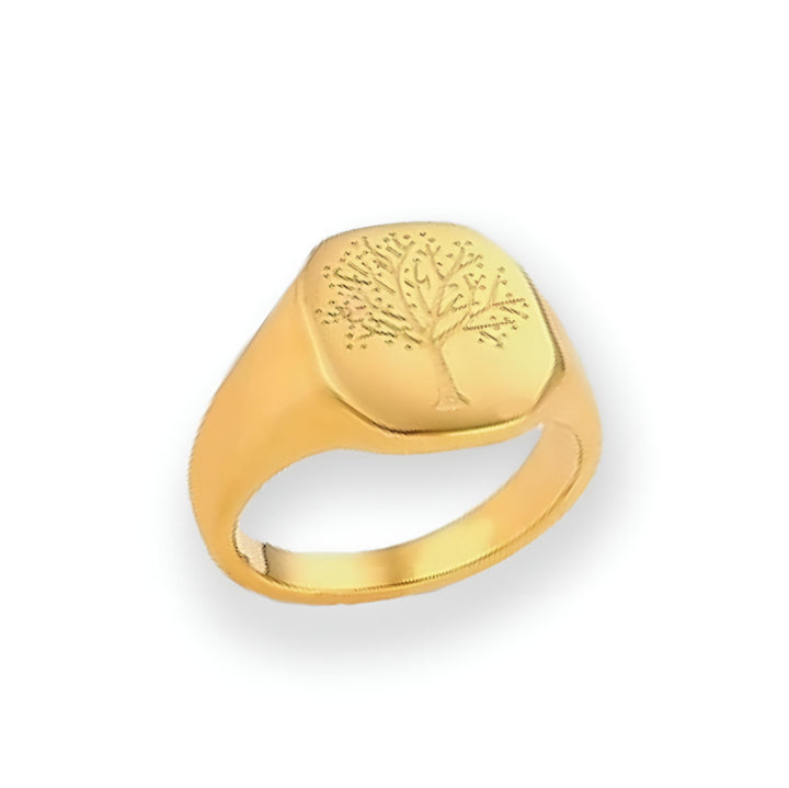 Livets Træ "Yggdrasil" statement ring i 18 karat forgyldt rustfrit ædelstål