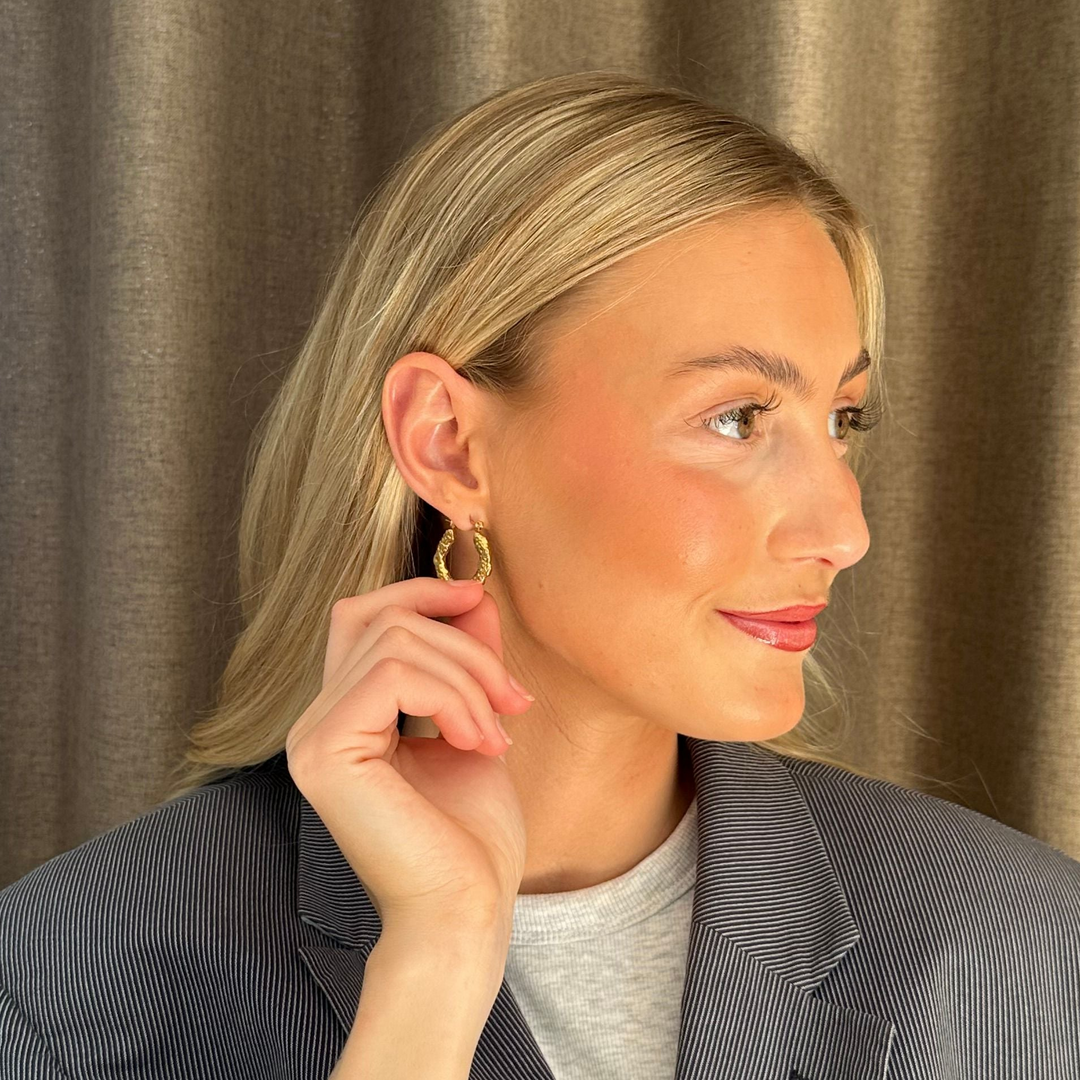 Organic Texture Hoops 25mm – 18 karat forgyldt ædelstål