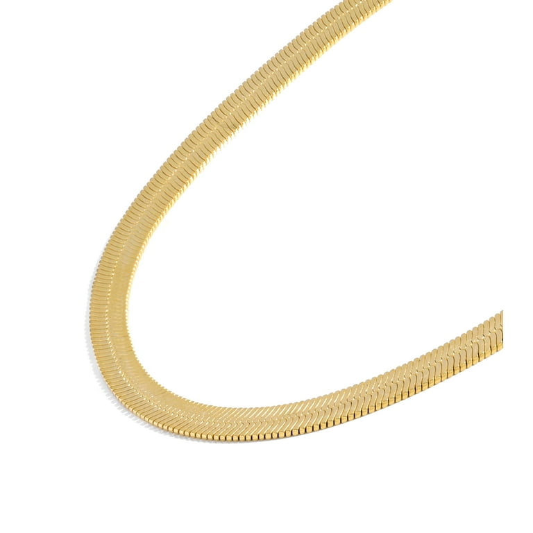 Flad slangekæde 6mm. i 14 karat forgyldt ædelstål. Flere længder