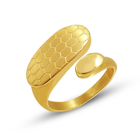 Statement ring med mønster - 18 karat forgyldt titanium