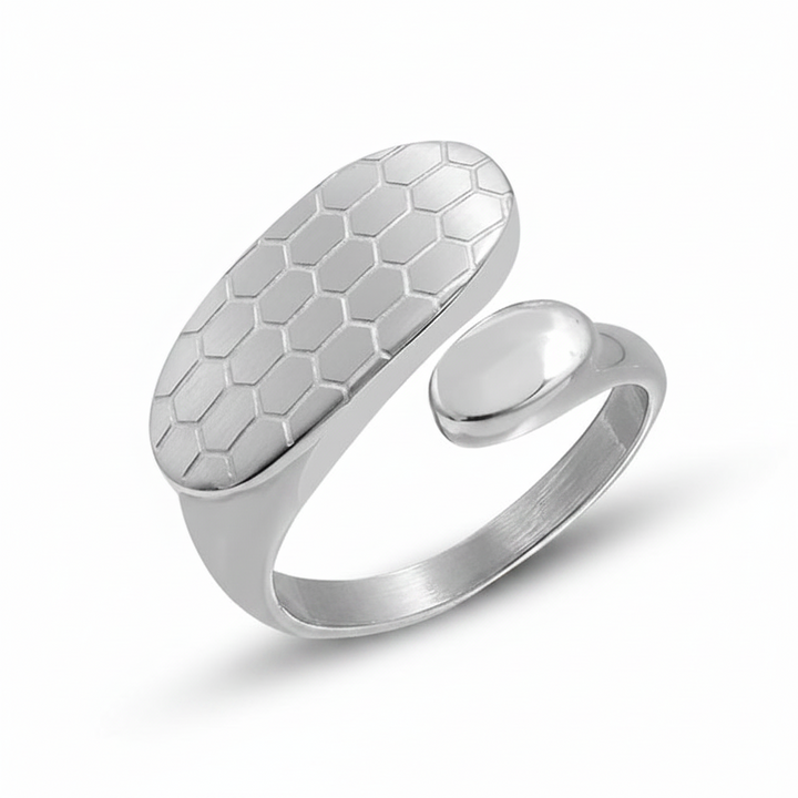 Statement ring med mønster - titanium