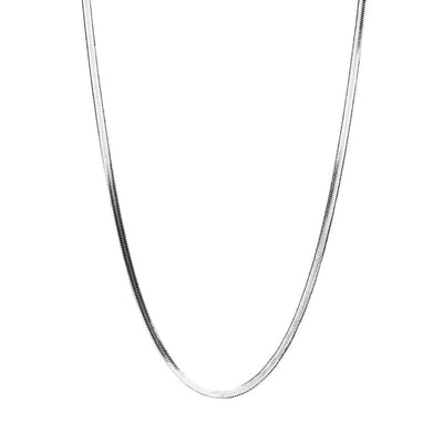 Flad 3mm. slange choker halskæde i ædelstål