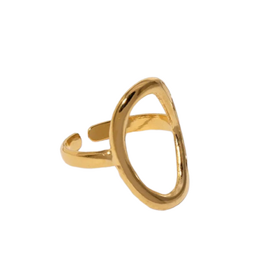 Åben oval ring i 18 karat forgyldt rustfrit stål