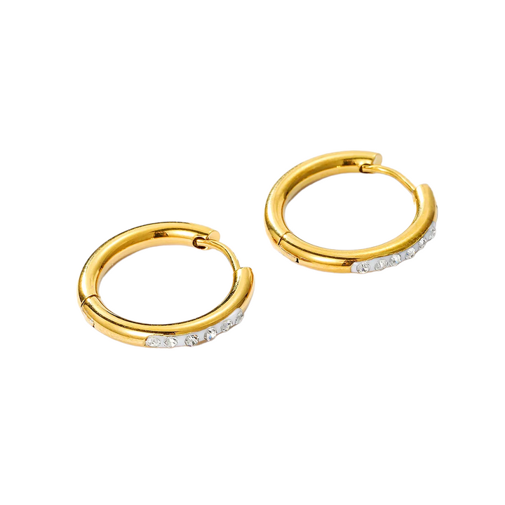Hoops 20mm. med hvide zirkoner i 18 karat forgyldt ædelstål