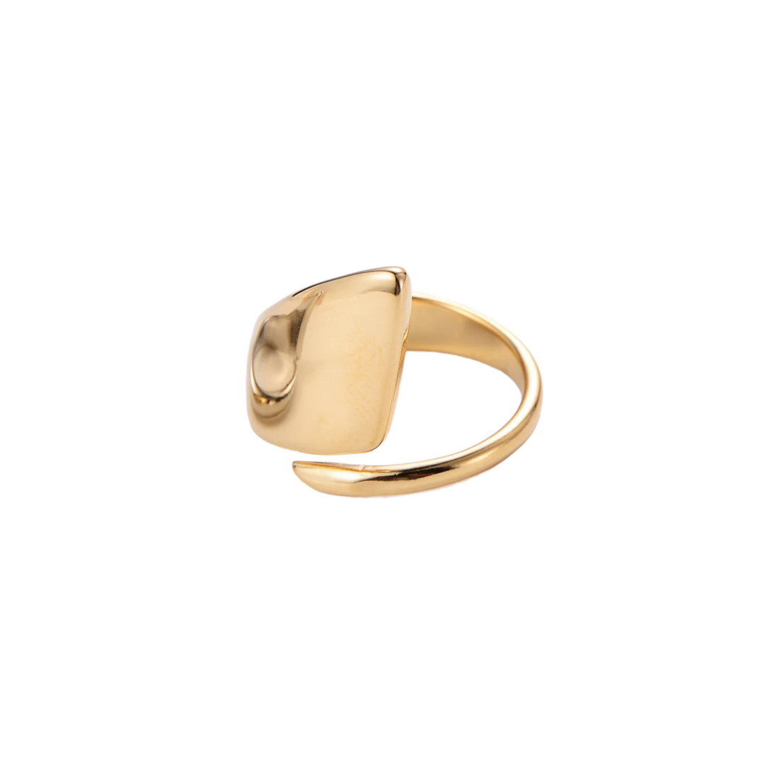 Bred spiral ring - 18 karat forgyldt ædelstål