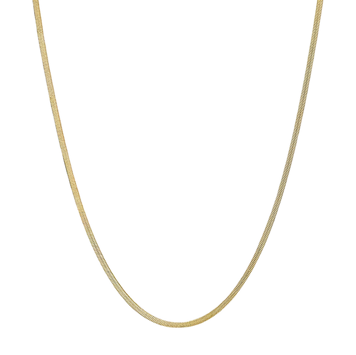 Flad slangekæde choker 2mm. halskæde i 18 karat forgyldt rustfrit ædelstål