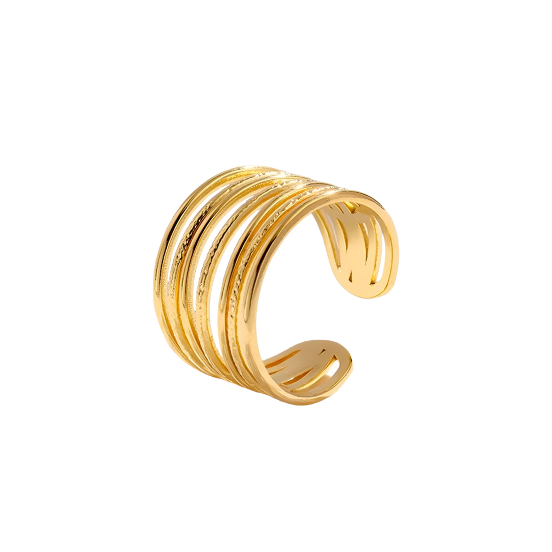 Ring i lag med struktur i 18 karat forgyldt titanium