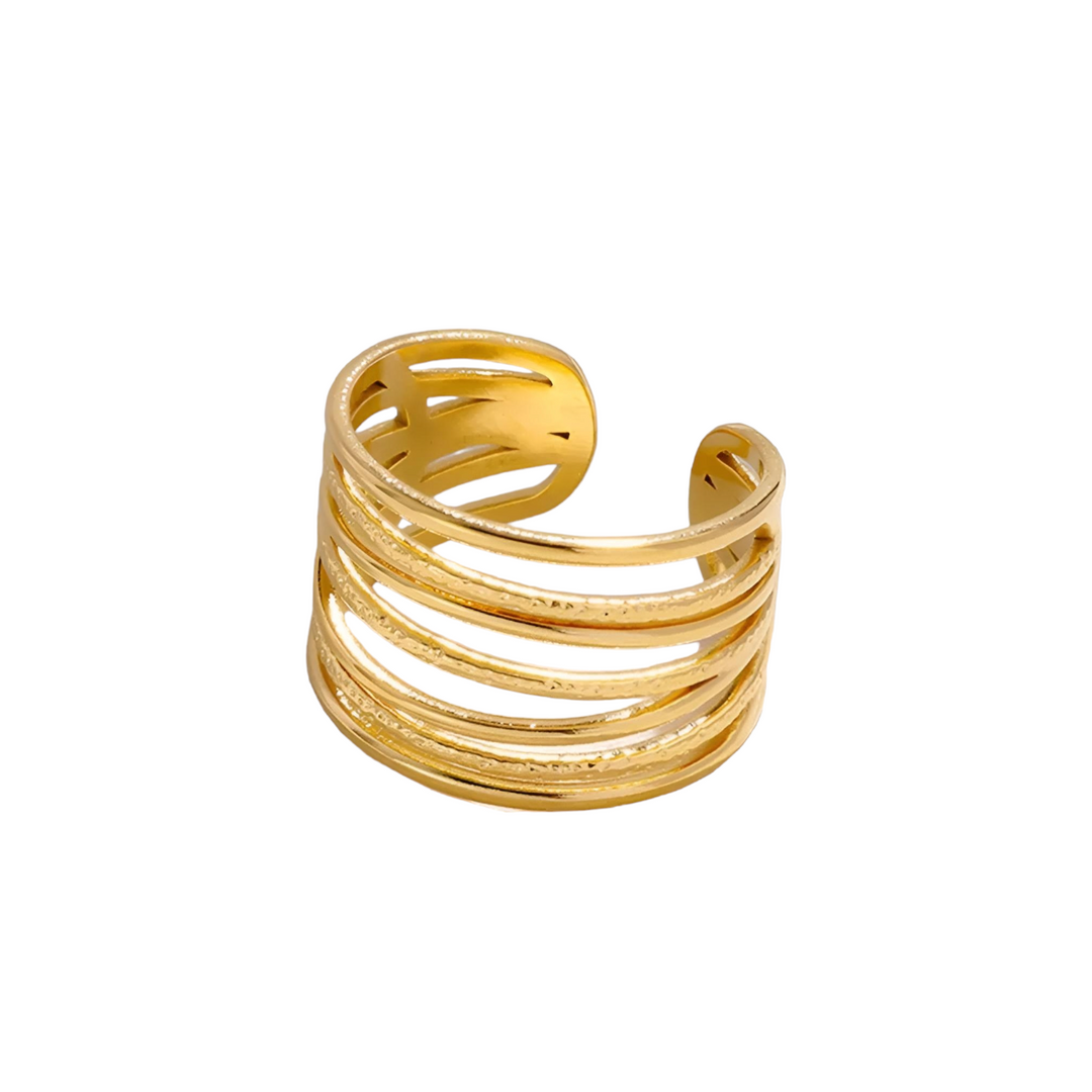 Ring i lag med struktur i 18 karat forgyldt titanium
