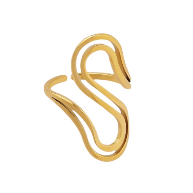Statement S ring - 18 karat forgyldt ædelstål