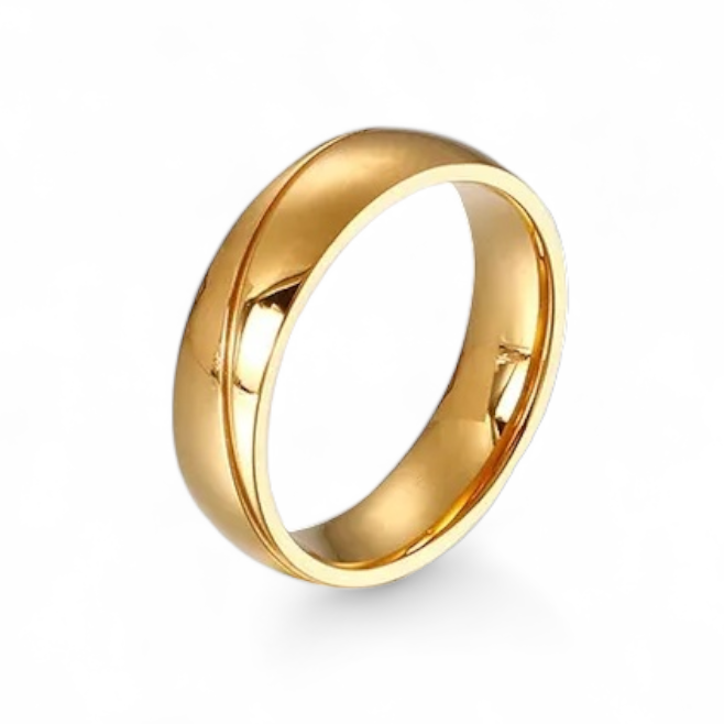 Band ring med rille - 18 karat forgyldt ædelstål
