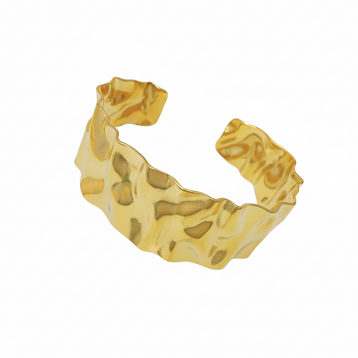 Bangle armsmykke hamret - 18 karat forgyldt ædelstål