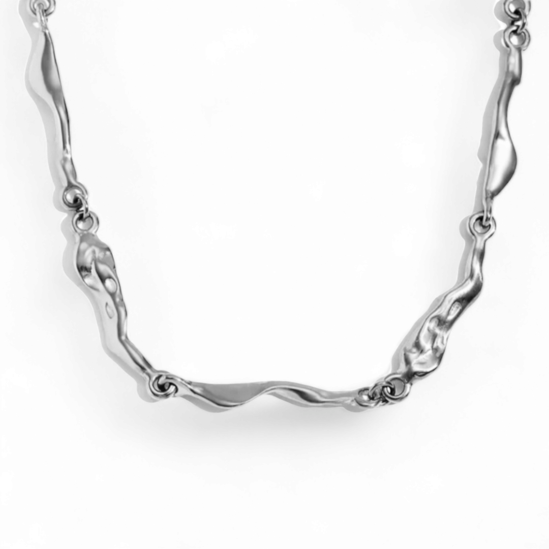 Smykkesæt halskæde og armbånd i blank titanium