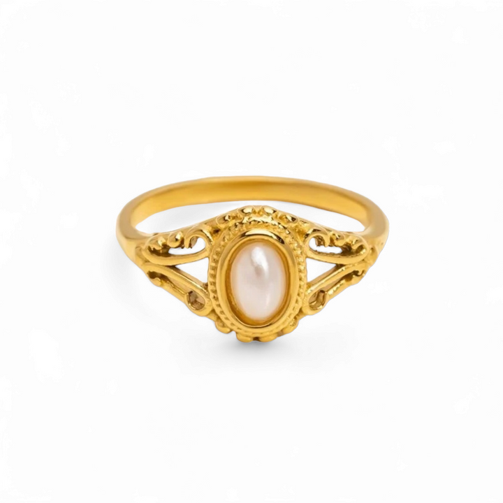 Vintage perle ring - 14 karat forgyldt ædelstål