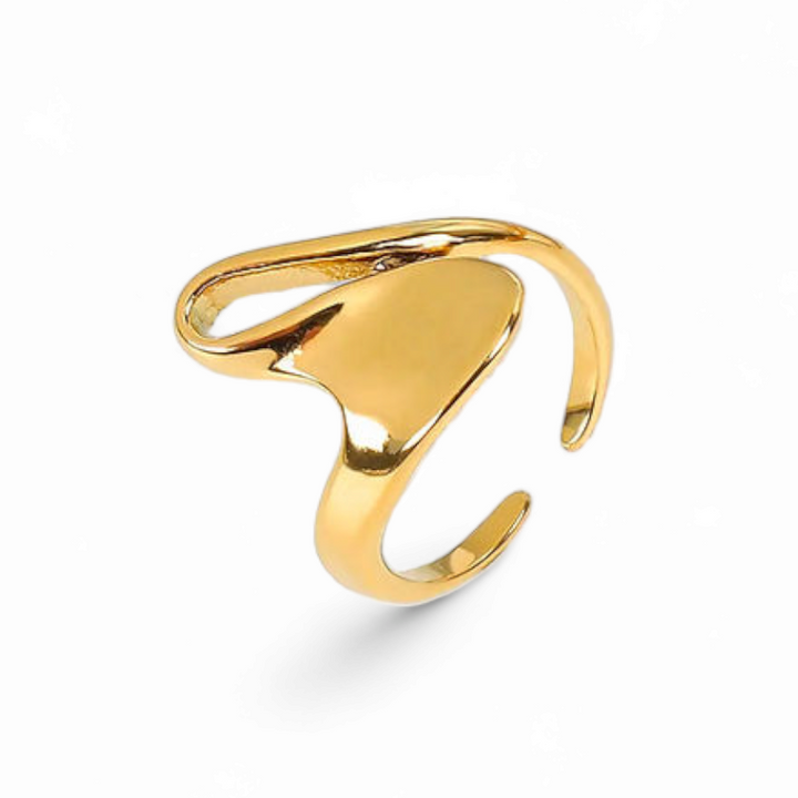 Ring bred bølge - 18 karat forgyldt titanium