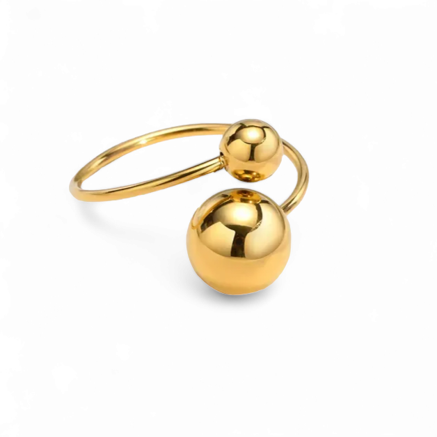 Ring med kugler i 18 karat forgyldt titanium