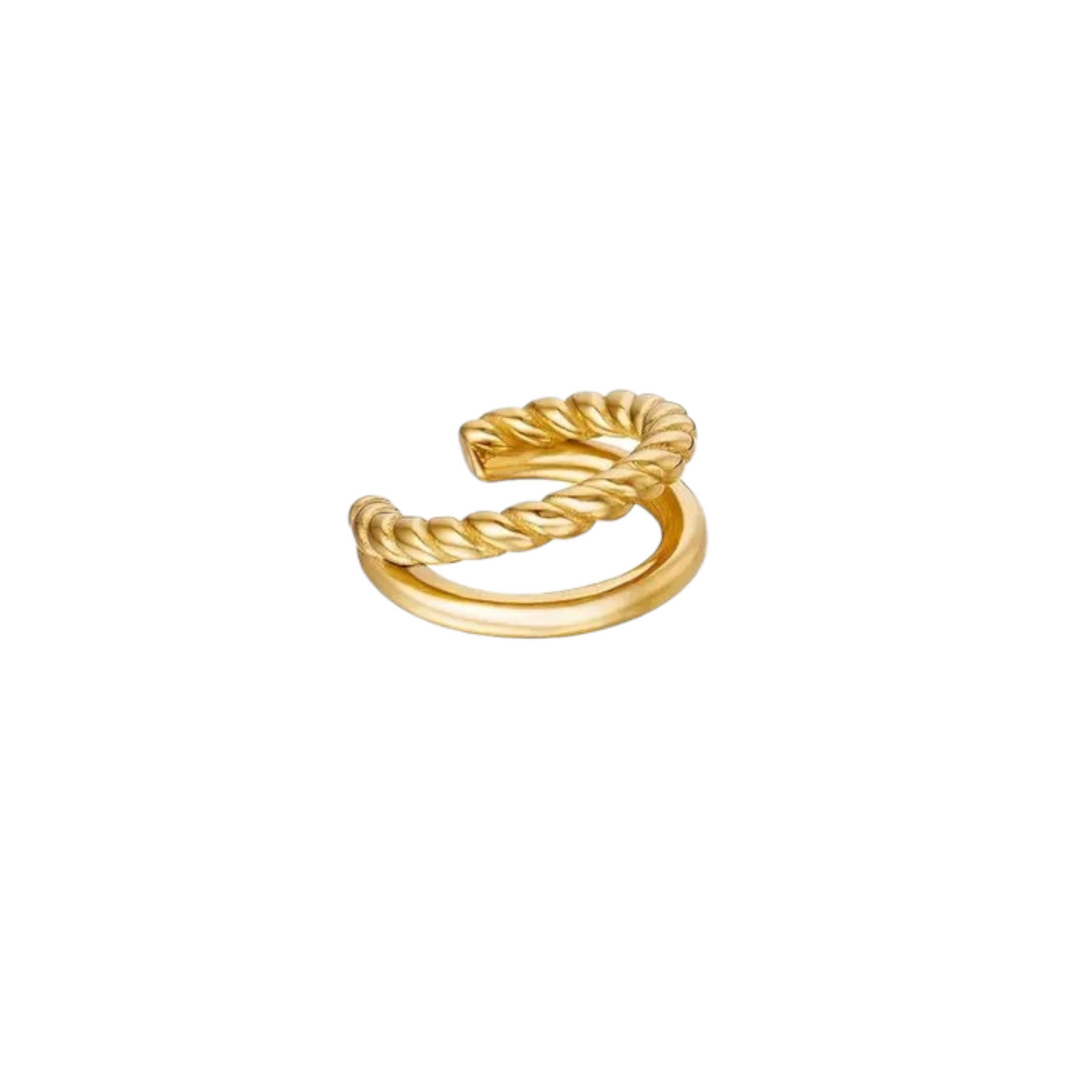 Dobbelt twist øre cuff - 18 karat forgyldt 925 sterlingsølv