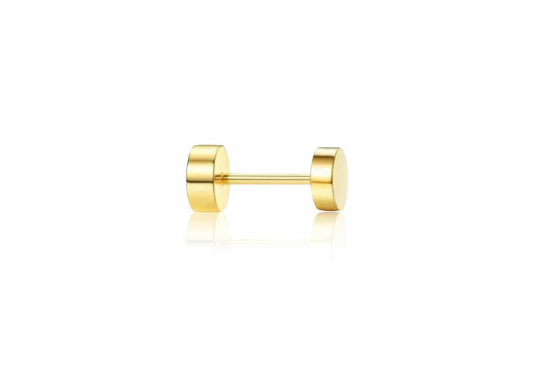 Ørestikker flad cirkel 4mm flad lås - 18 karat forgyldt 925 sterlingsølv