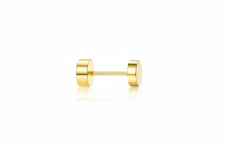 Ørestikker flad cirkel 4mm flad lås - 18 karat forgyldt 925 sterlingsølv