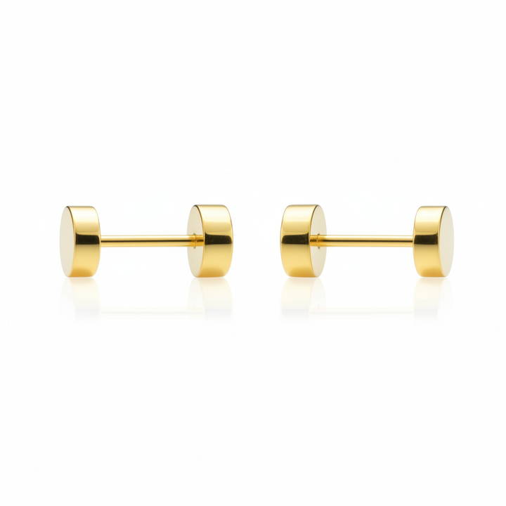 Ørestikker flad cirkel 4mm flad lås - 18 karat forgyldt 925 sterlingsølv