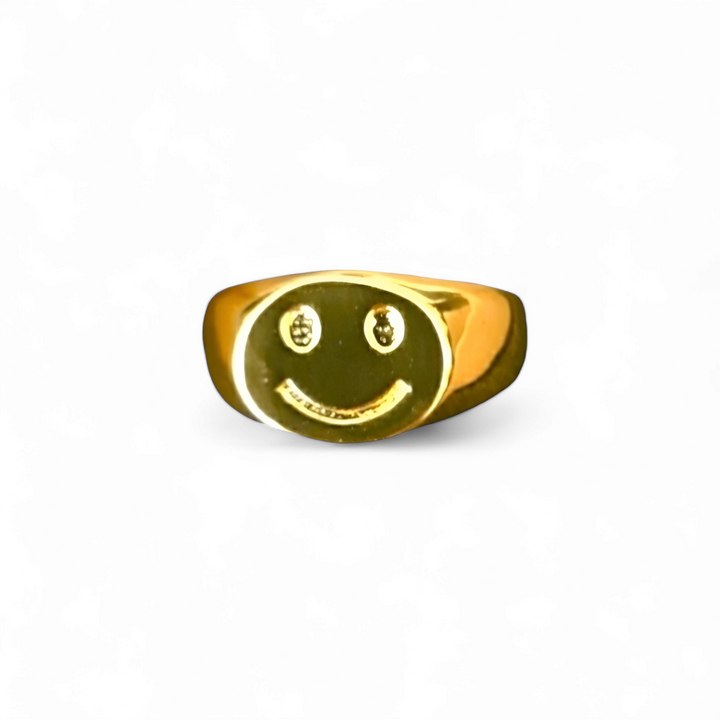 Smiley ring i 18 karat forgyldt titanium
