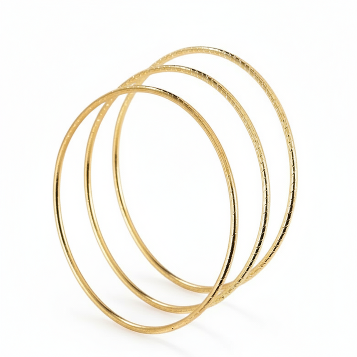 Bangle armring mønstret - 18 karat forgyldt titanium