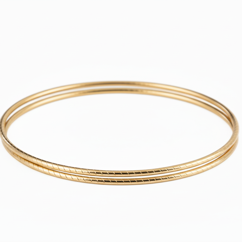 Bangle armring mønstret - 18 karat forgyldt titanium