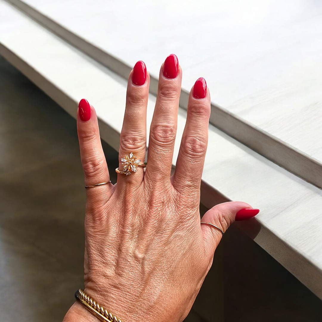 Roterende fidget antistress blomst spinning ring - 18 karat forgyldt kobber