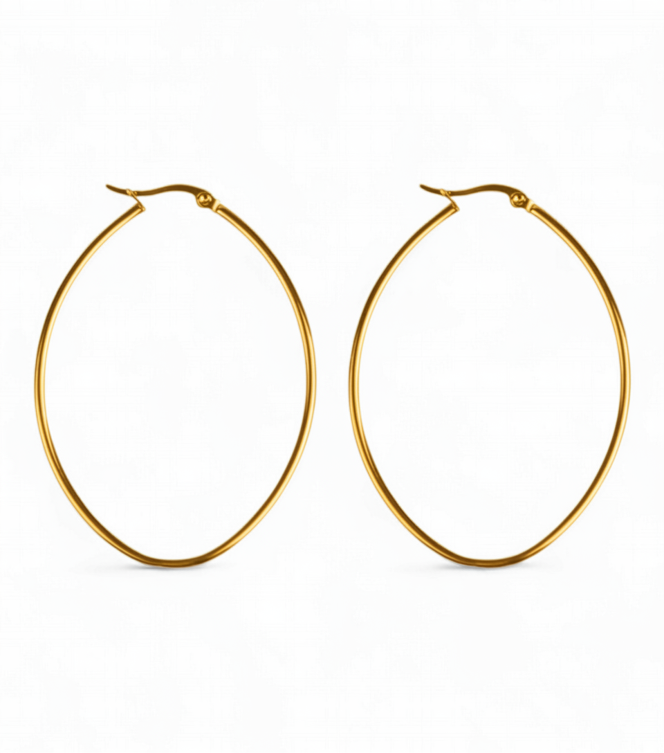 Ovale hoops 5.8cm. i 18 karat forgyldt ædelstål