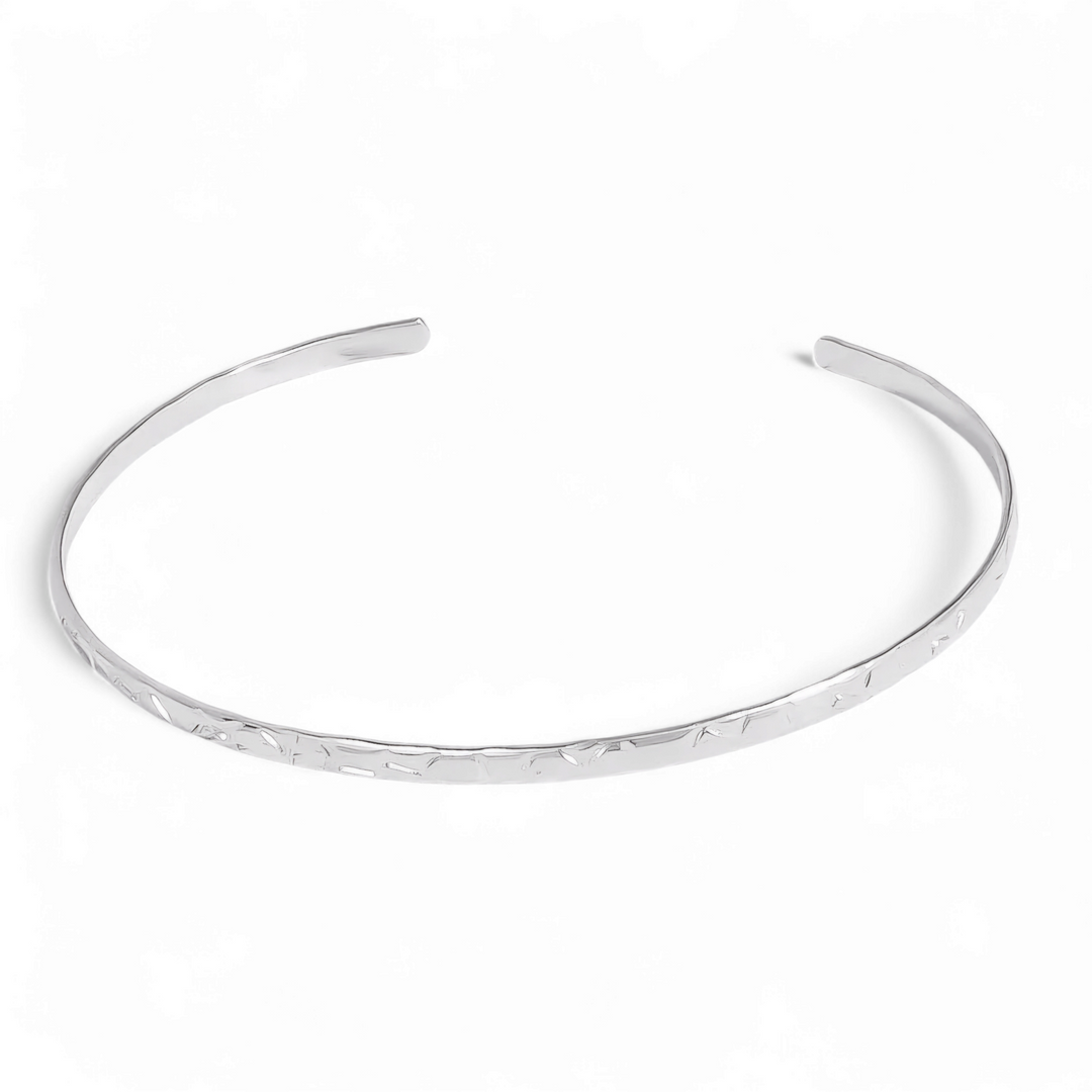Armring smal åben - hamret ædelstål