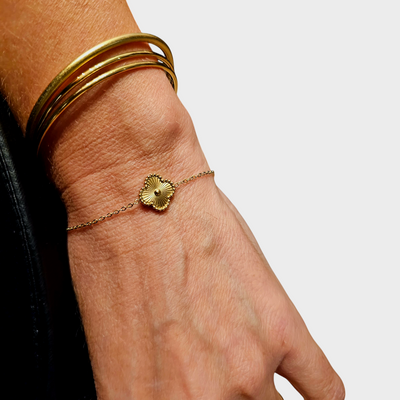 Firkløver armbånd i 18 karat forgyldt ædelstål