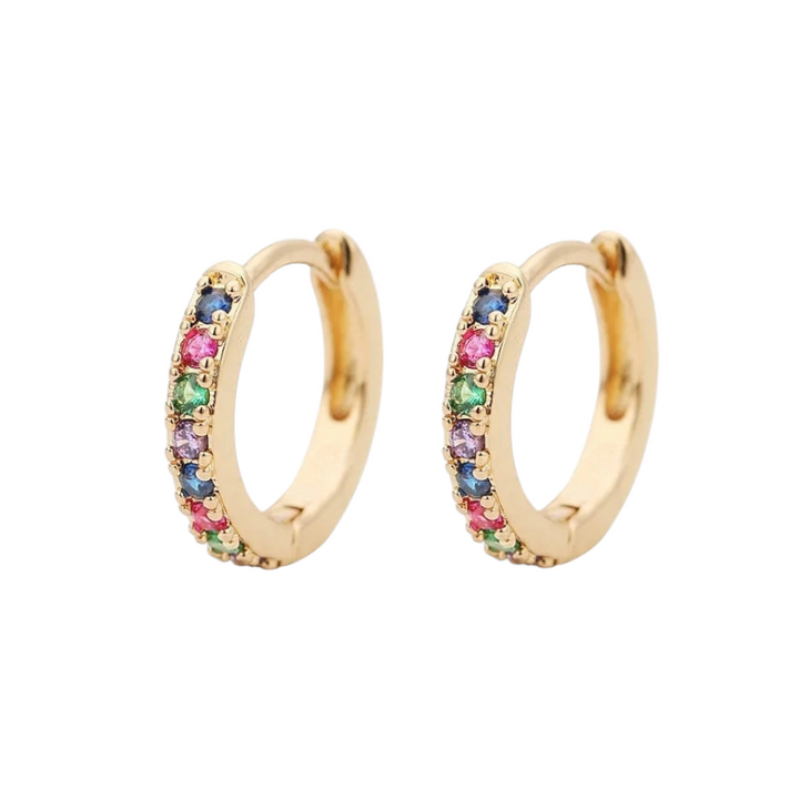 Hoops multifarvede zirkoner - 14 karat forgyldt kobber - 9mm &amp; 12mm.